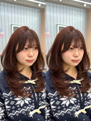 セミロング 大宮🤍縮毛矯正 レイヤー🪽なるのヘアスタイル