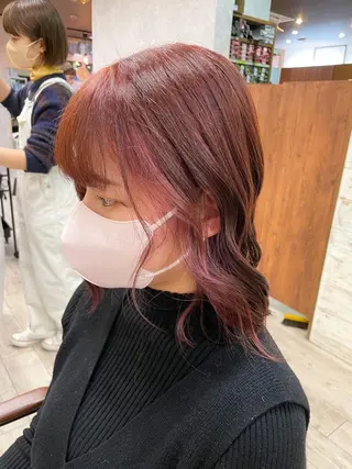 ミディアム カラー ヘアアレンジ イワタ マハ/ minim hairのヘアスタイル