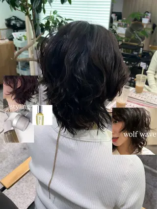 ミディアム ヘアアレンジ 髪質改善&艶カラー/ ほんだあみ (♡)のヘアスタイル