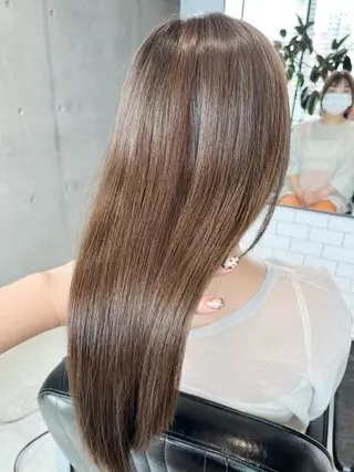 セミロング カラー 透明感/オリーブ/ グレージュ/YUKAのヘアスタイル