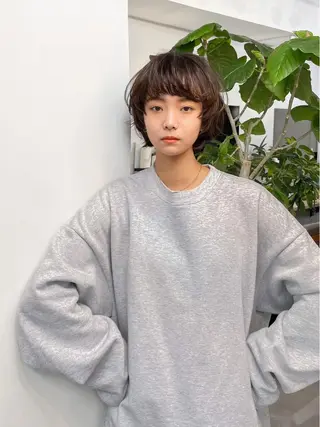 ショート カラー メンズカット メンズパーマのヘアスタイル