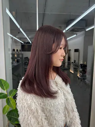 セミロング カラー 前髪カット/韓国/ モモカ🎀のヘアスタイル
