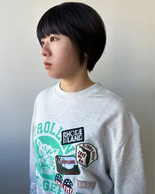 ショート 似合わせカット ケアパーマ喜来雅由のヘアスタイル