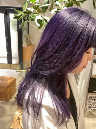 セミロング カラー 柔らかレイヤー× 透け感カラー/SUのヘアスタイル