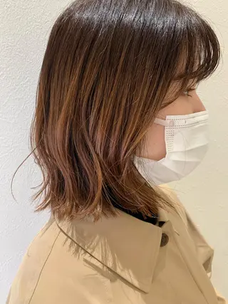 ミディアム カラー hub hair レイヤー/透明感のヘアスタイル