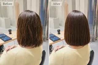 セミロング パーマ あかり/ 艶カラー/メンズのヘアスタイル