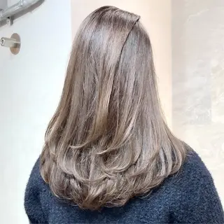 ミディアム カラー 大人可愛い/レイヤー 色素改善カラー/山口のヘアスタイル
