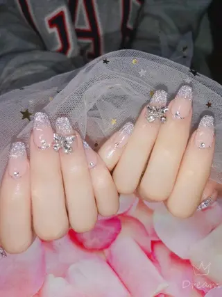 ネイル セミロング フィルイン・深爪矯正 長さ出し🎀のネイルデザイン