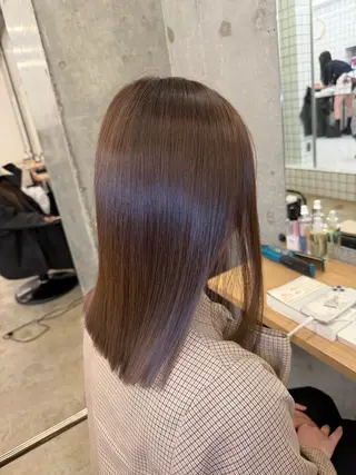 ミディアム 縮毛矯正×髪質改善× 艶髪カラー　吉原和磨のヘアスタイル