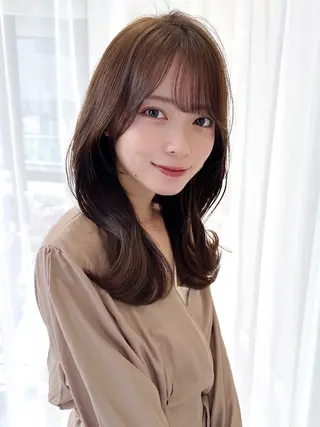 セミロング カラー 顔周り/くびれヘア 韓国ヘア💕風間るなのヘアスタイル