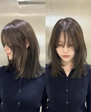 ミディアム 透明感カラー/顔周り カット/ののか💞のヘアスタイル
