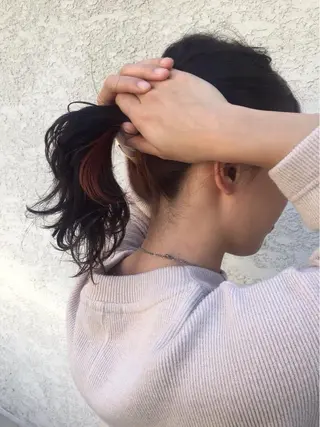 ミディアム カラー ニュアンスパーマ/ レイヤー/茶屋町のヘアスタイル