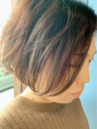 ショート カラー パーマ ✨白髪ぼかし 🍀MINAKO☆のヘアスタイル