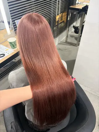 ロング カラー 💗愛され暖色💗 ピンク/レッド💗のヘアスタイル