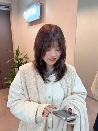 ミディアム カラー 🌟小顔カット🌟 レイヤーカットボブのヘアスタイル