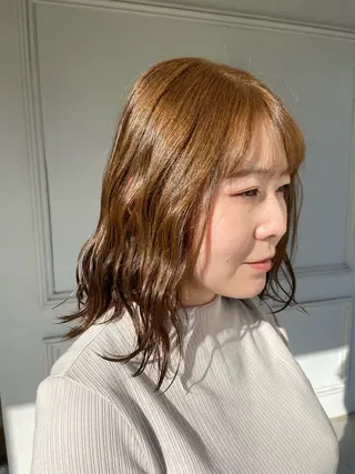 ミディアム カラー SARA古賀店 かすみ🐬🩵のヘアスタイル