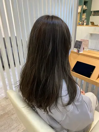 ロング カラー 酸性ストレート/ブリ ーチなしWカラー河本のヘアスタイル