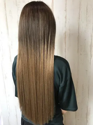 ロング カラー パーマ ヘアアレンジ チビ編み込みエクステ シールEXどぅ〜すのヘアスタイル