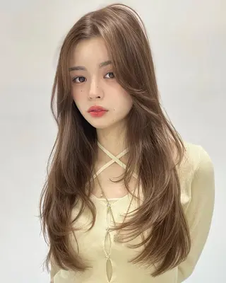 カラー ブリーチなし🥣🤍 ベージュ♡表参道のヘアスタイル