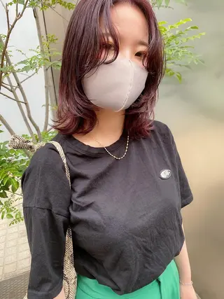 ミディアム カラー パーマ ヘアアレンジ 🫧umu.🫧韓国 /レイヤー/ハッシュのヘアスタイル