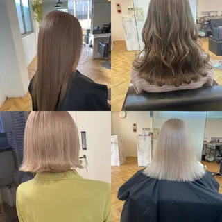 セミロング ハイトーン髪質改善 家中貴典のヘアスタイル