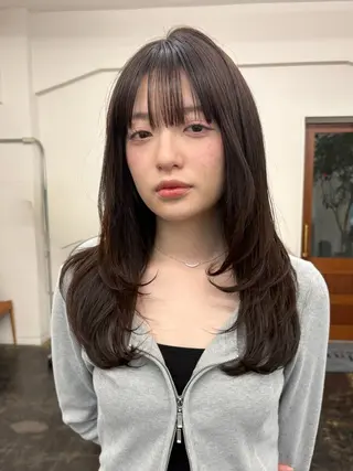 セミロング レイヤー/顔周り/ 透明感/ののか💞のヘアスタイル