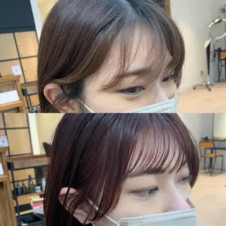 ミディアム カラー パーマ ヘアアレンジ メンズ キッズ ネイル マツエク・マツパ アイブロウ レイヤーカット 🌿透け感カラーのヘアスタイル