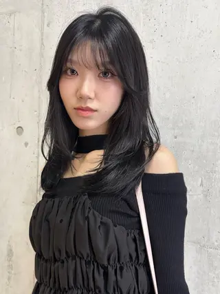 セミロング カラー 🖤顔まわり 盛れヘア⟡アズサ🖤のヘアスタイル