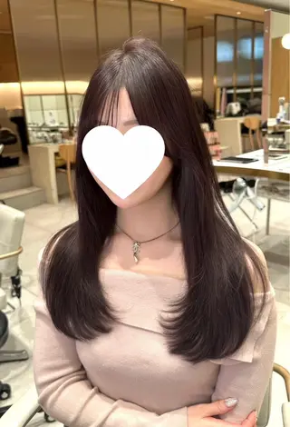 ロング 赤み消し透明感カラー 似合わせ前髪柴田礼空のヘアスタイル