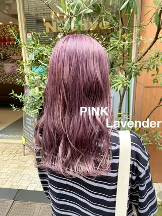 セミロング カラー ヘアアレンジ ハイトーンピンク🍑 ブリーチ🍑RINAのヘアスタイル