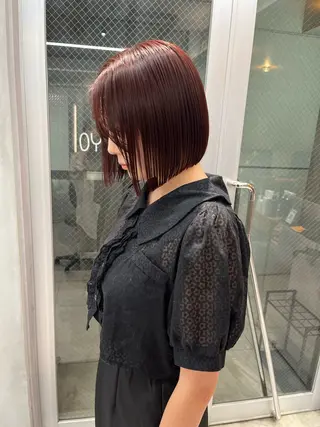 ミディアム カラー ボブ&顔まわりレ イヤー♡TOMOE♡のヘアスタイル