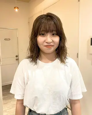 ミディアム パーマ ショート& パーマ　坂本のヘアスタイル