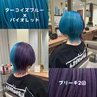 ショート カラー 雅/ダブルカラー/ 白髪ぼかしハイライトのヘアスタイル