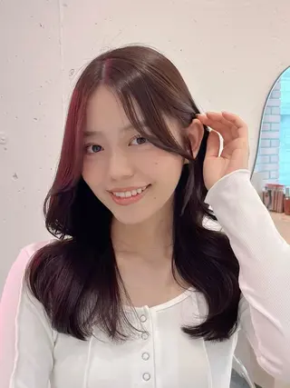 セミロング カラー パーマ ヘアアレンジ メンズ キッズ 新宿/小顔レイヤー/ 顔まわり/西慶太朗のヘアスタイル