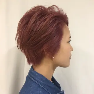 ショート カラー きむえり/髪質改善 /うねり広がり改善のヘアスタイル
