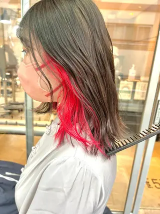 セミロング カラー ヘアアレンジ 🌈インナーカラー ‘ショウマ’🌈のヘアスタイル