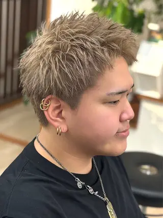 ショート カラー メンズ RAIA💎ケア ブリーチ&パーマ💎のヘアスタイル