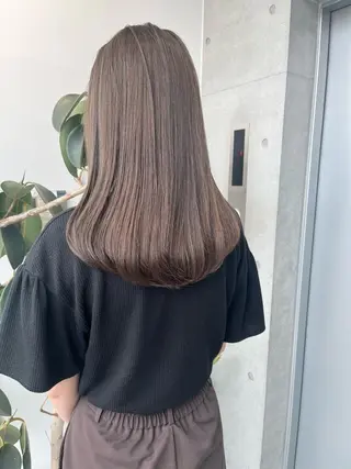 ロング カラー パーマ ヘアアレンジ 透明感/オリーブ/ グレージュ/YUKAのヘアスタイル