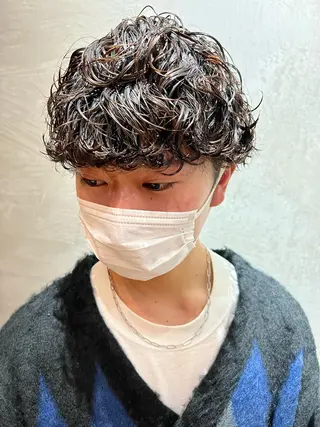 ショート パーマ メンズ 波巻きスパイラルパー マ/シャドウパーマ駿のヘアスタイル