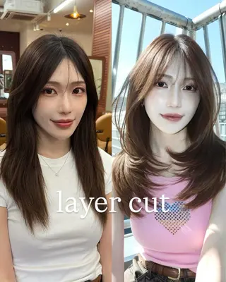 ミディアム カラー レイヤー専門家 ダブルカラー修のヘアスタイル