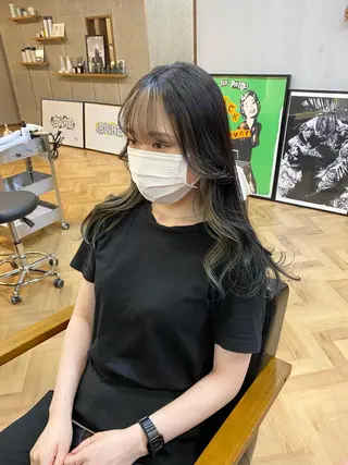 セミロング デザインカラー/ボブ ブリーチカラー/ユリのヘアスタイル