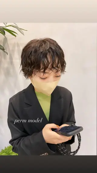 パーマ 表参道ミディアム レイヤー山岸季生のヘアスタイル