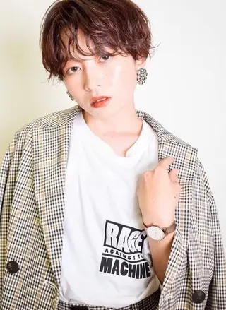 ミディアム カラー パーマ ヘアアレンジ メンズ キッズ ネイル マツエク・マツパ EnBlesS西宮 マンツーマン神道有基のヘアスタイル