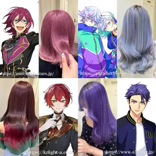 ロング カラー ミユ🎀エクステ 🎨デザインカラーのヘアスタイル