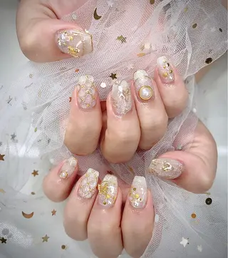 ネイル I-nailロング /ワンホン/キラキラのネイルデザイン