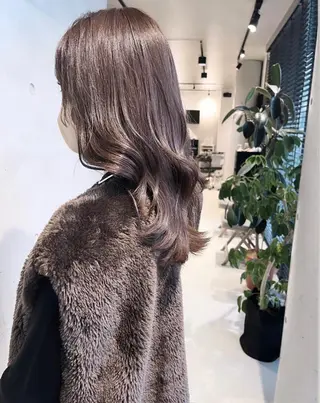 ロング カラー パーマ 透明感/オリーブ/ グレージュ/YUKAのヘアスタイル