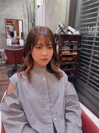 セミロング カラー 赤松 孝亮のヘアスタイル