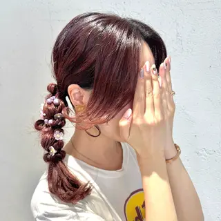 セミロング ヘアアレンジ ヘアメ🎀推しカラー 🥣横浜/しほ🧸のヘアスタイル