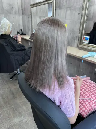 ミディアム サニーサイド大名 ダブルカラー髪質改善のヘアスタイル