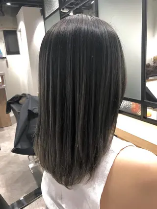 ミディアム カラー 白髪ぼかしハイライト バレイヤージュヤマトのヘアスタイル